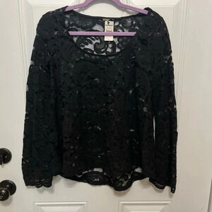 Express Lace Top NWT Sheer Black Boho
